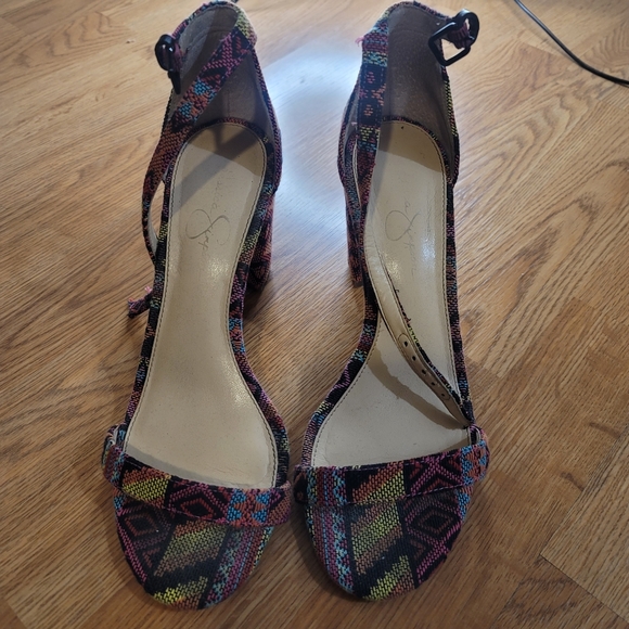 Jessica Simpson | Shoes | Jessica Simpson Multicolor Crochet Heels 85 ...